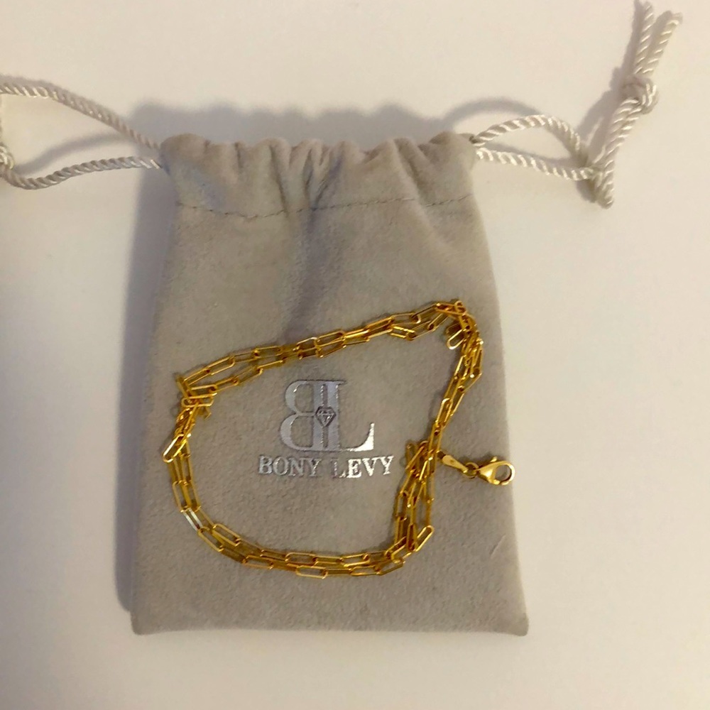 Bony levy 14 k yellow gold paper clip chain. 18 inc